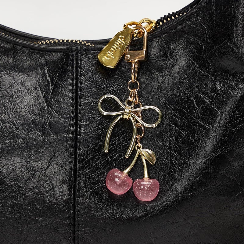 YDF Cherry Keychain Cute Bag Charm Women Leather Keyring Car Keys Gift Mother's Day Birthday Valentine's Purse Accessory - Image 3